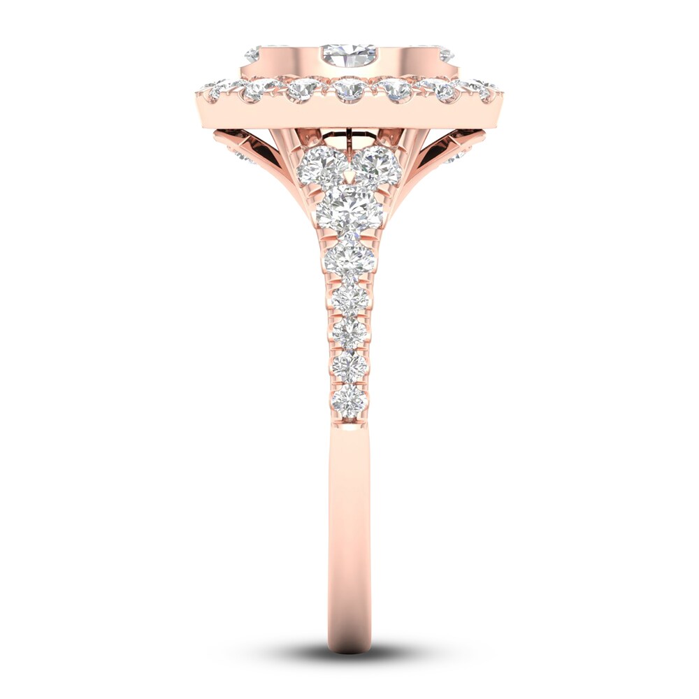 Diamond Engagement Ring 1-1/4 ct tw Oval/Round 14K Rose Gold TfbT8ykI