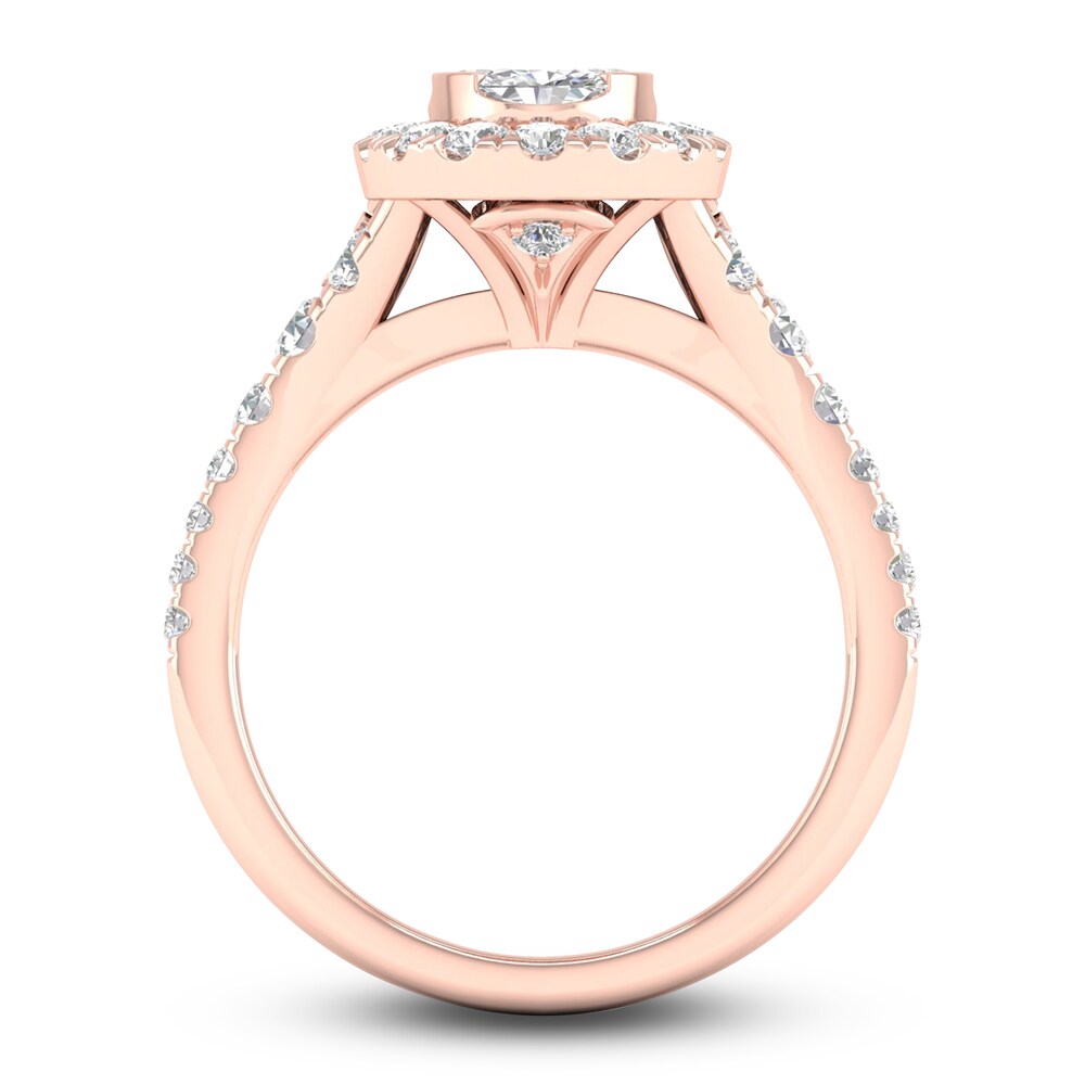 Diamond Engagement Ring 1-1/4 ct tw Oval/Round 14K Rose Gold TfbT8ykI