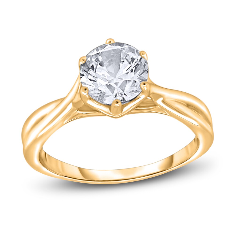 Diamond Solitaire Twist Engagement Ring 1 ct tw Round 14K Yellow Gold (I2/I) TnpVgJeY [TnpVgJeY]