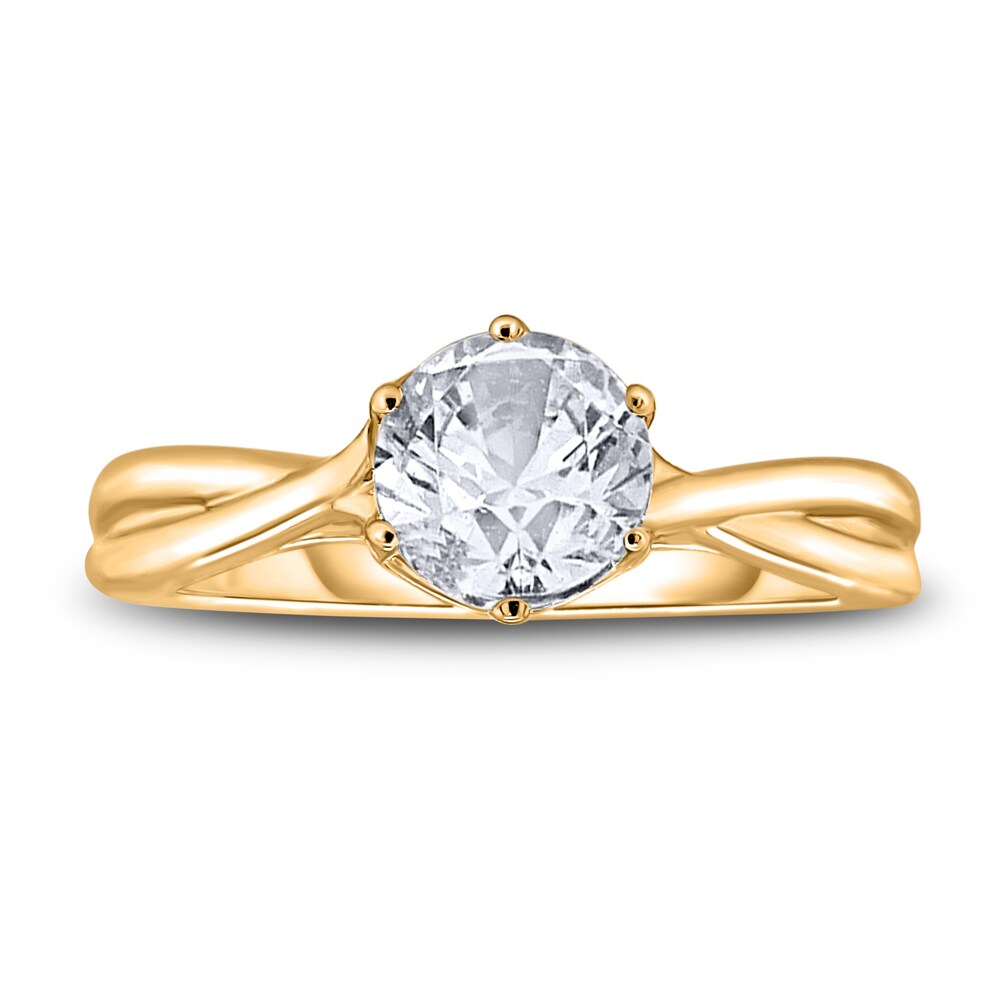 Diamond Solitaire Twist Engagement Ring 1 ct tw Round 14K Yellow Gold (I2/I) TnpVgJeY