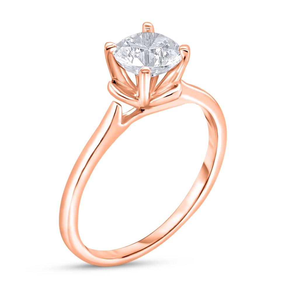 Diamond Solitaire Floral Engagement Ring 1 ct tw Round 14K Rose Gold (I2/I) UCWgiSM8