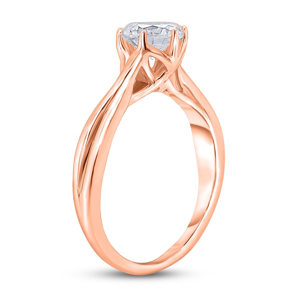 Diamond Solitaire Twist Engagement Ring 1-1/2 ct tw Round 14K Rose Gold (I2/I) UEFQ3ty3