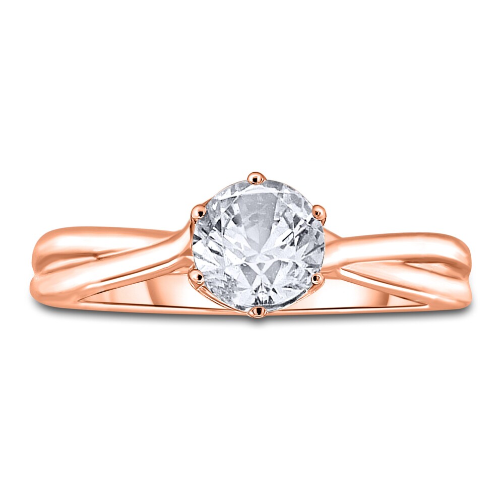 Diamond Solitaire Twist Engagement Ring 1-1/2 ct tw Round 14K Rose Gold (I2/I) UEFQ3ty3