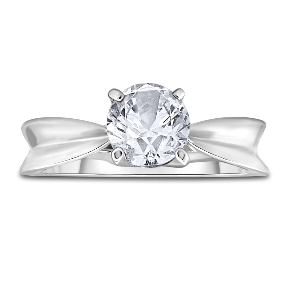 Diamond Solitaire Concave Engagement Ring 1 ct tw Round 14K White Gold (I2/I) UEO7DwQO