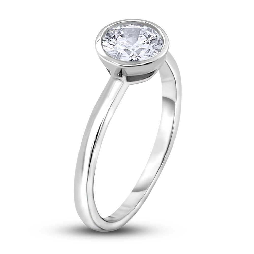 Diamond Solitaire Engagement Ring 1 ct tw Bezel-Set Round 14K White Gold (I2/I) UOOTVQug