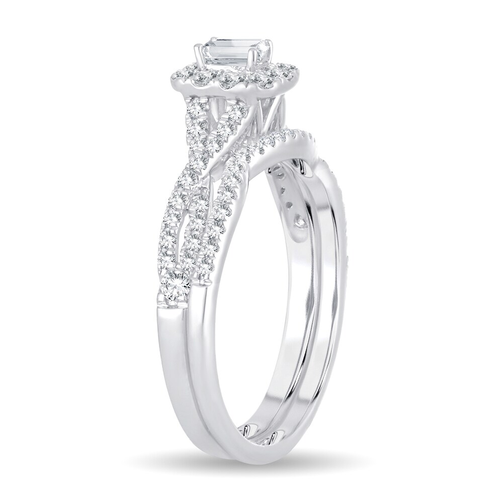 Diamond Bridal Set 3/4 ct tw Emerald-cut 14K White Gold UdFE0enz