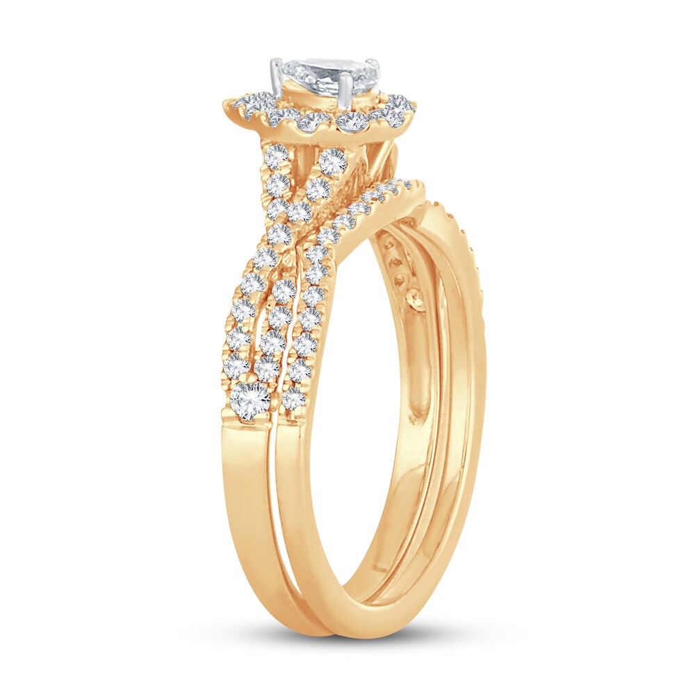 Diamond Bridal Set 3/4 ct tw Pear-shaped/Round-cut 14K Yellow Gold UljgkWuX