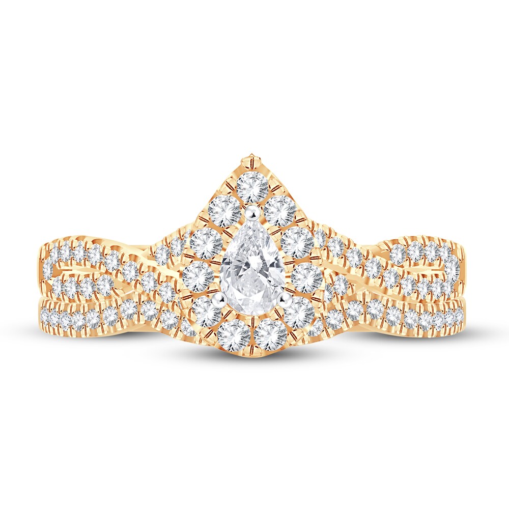 Diamond Bridal Set 3/4 ct tw Pear-shaped/Round-cut 14K Yellow Gold UljgkWuX