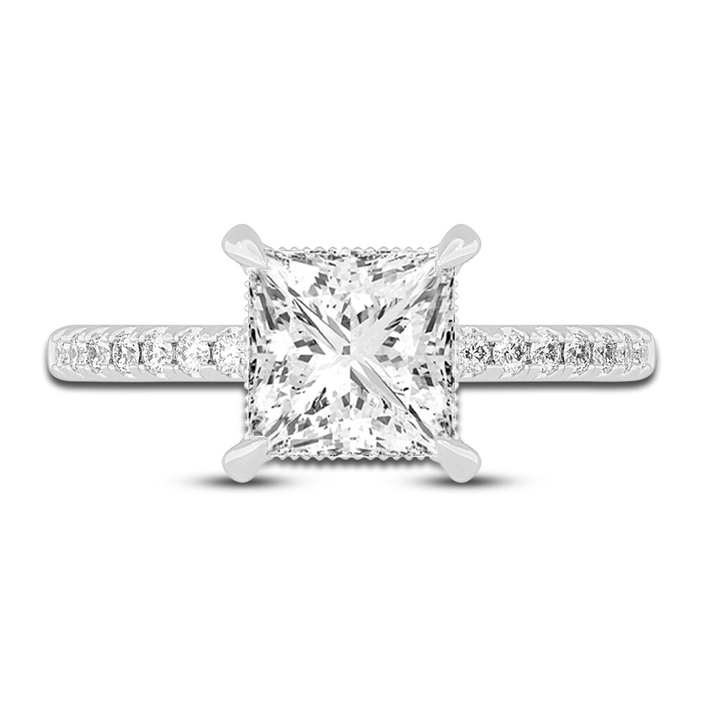 Lab-Created Diamond Engagement Ring 2-1/4 ct tw Princess/Round 14K White Gold UnCj113P