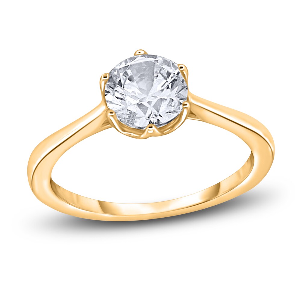 Diamond Cathedral Solitaire Engagement Ring 1-1/2 ct tw Round 14K Yellow Gold (I2/I) UrRiejix [UrRiejix]