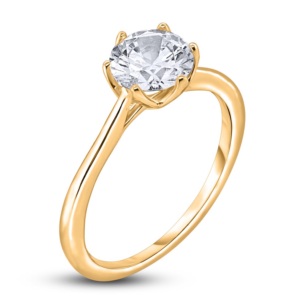 Diamond Cathedral Solitaire Engagement Ring 1-1/2 ct tw Round 14K Yellow Gold (I2/I) UrRiejix