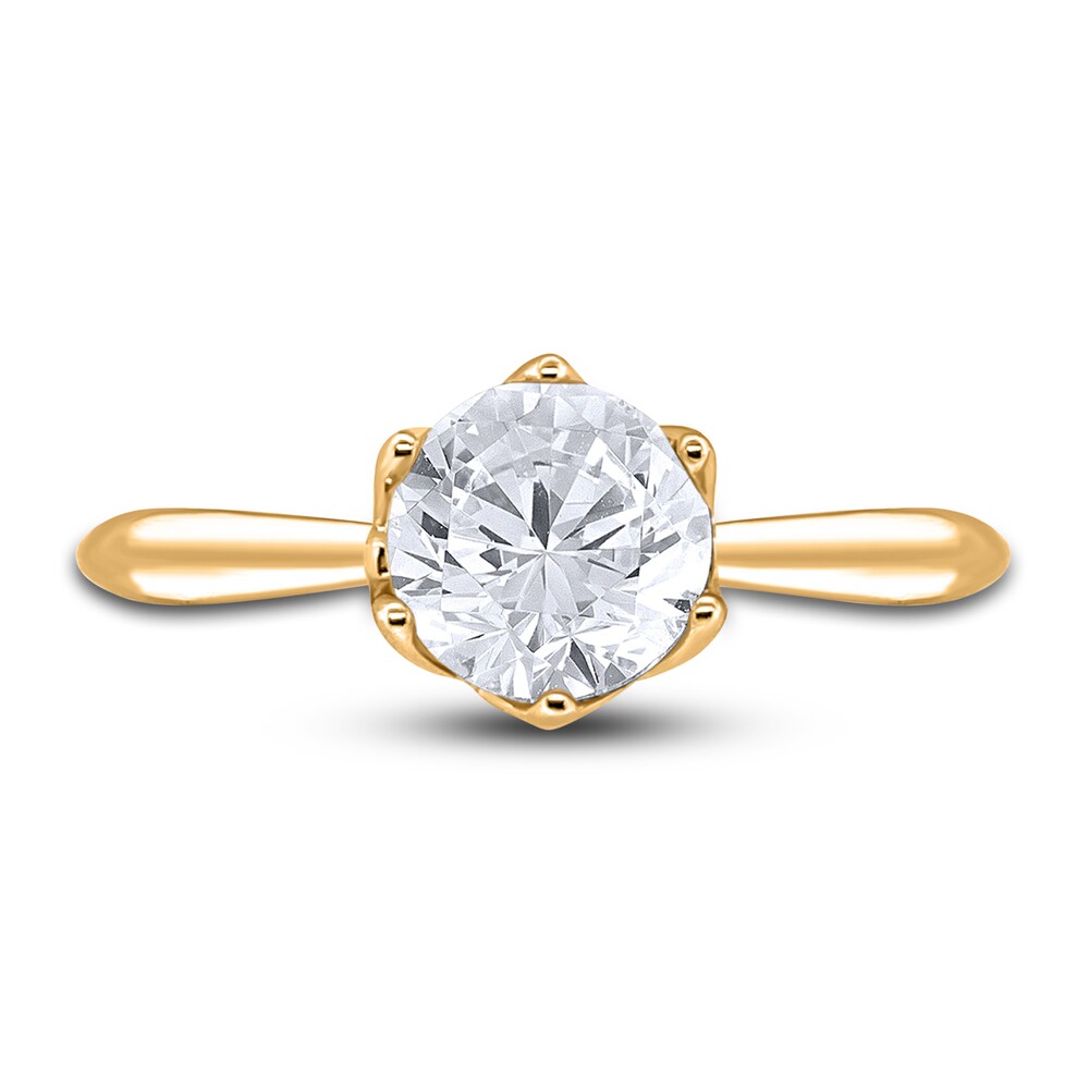 Diamond Cathedral Solitaire Engagement Ring 1-1/2 ct tw Round 14K Yellow Gold (I2/I) UrRiejix