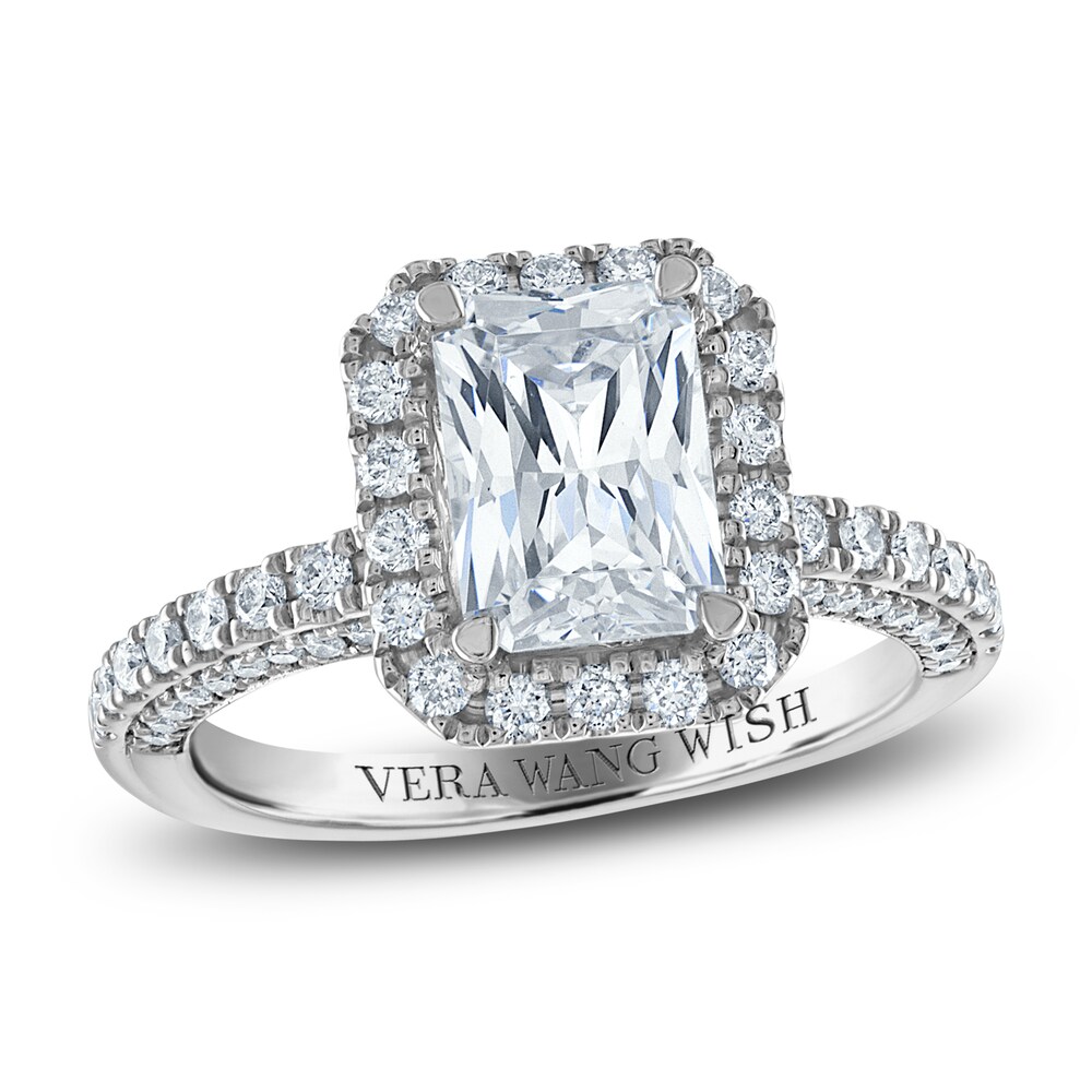 Vera Wang WISH Diamond Engagement Ring 2-3/4 ct tw Emerald/Round 18K White Gold V0CM9GQs [V0CM9GQs]