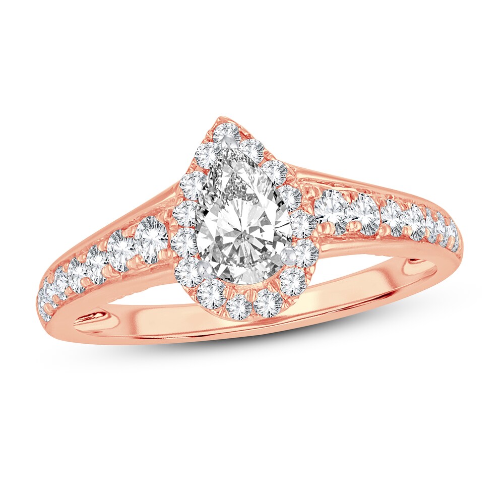 Diamond Engagement Ring 1 ct tw Round/Pear-shaped 14K Rose Gold V2ijwpN4