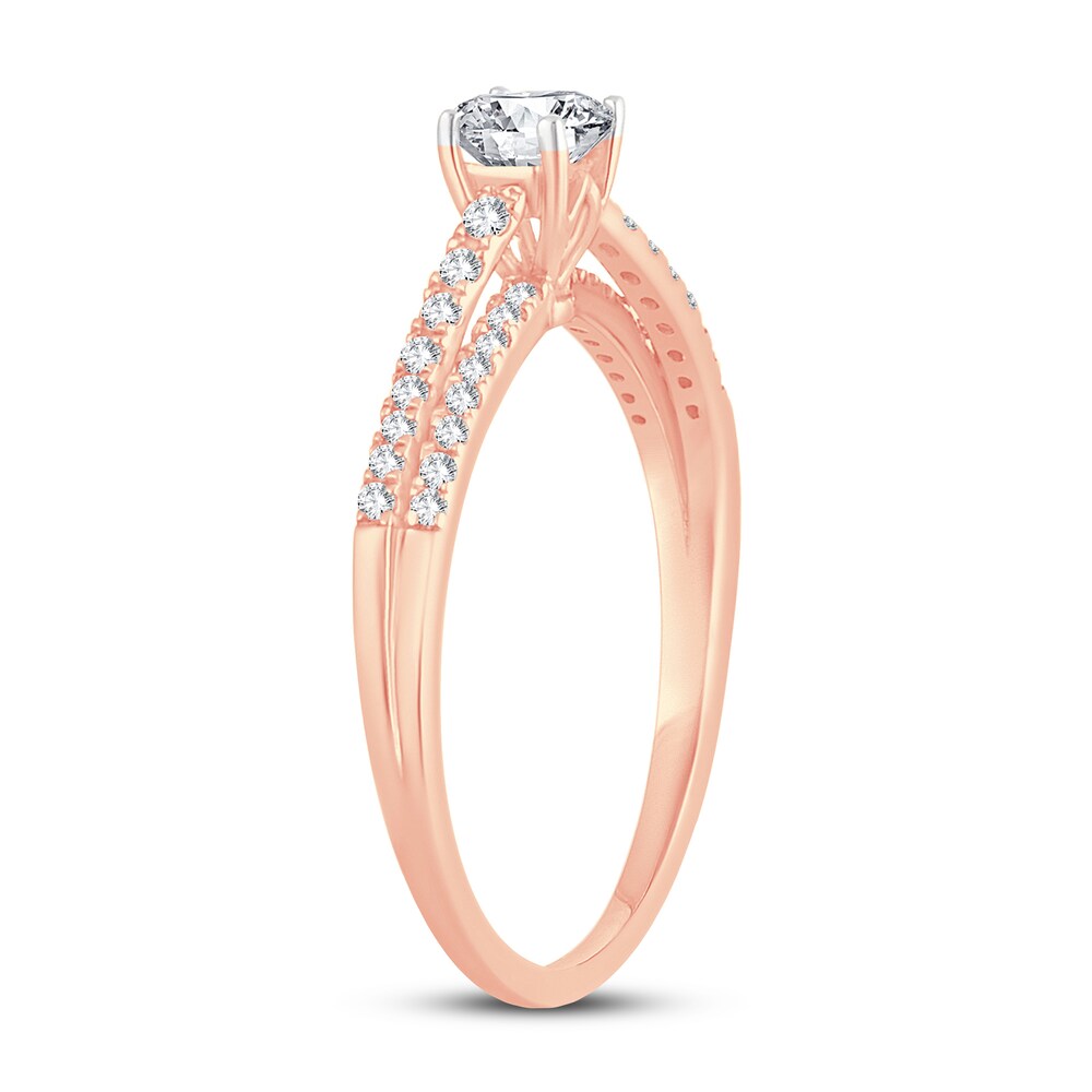 Diamond Engagement Ring 1/2 ct tw Round 14K Rose Gold VLaW3bPH