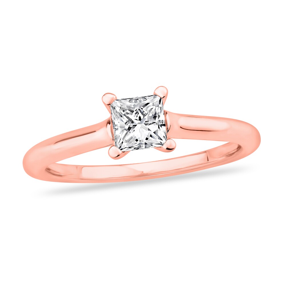 Diamond Solitaire Engagement Ring 1/2 ct tw Princess-cut 14K Rose Gold (I2/I) VcBuHaH4 [VcBuHaH4]