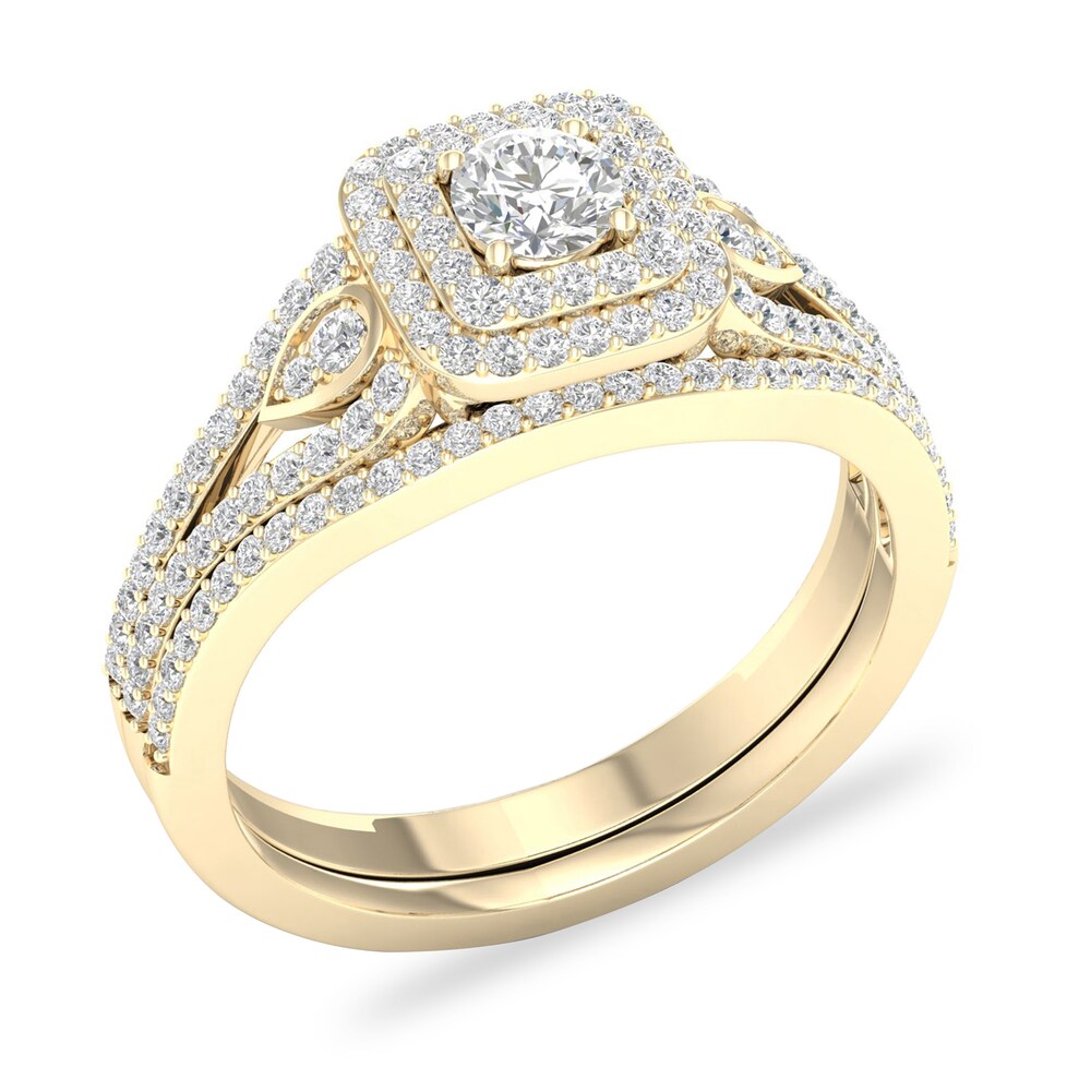 Diamond Bridal Set 5/8 ct tw Round 14K Yellow Gold VcLC4ZS9