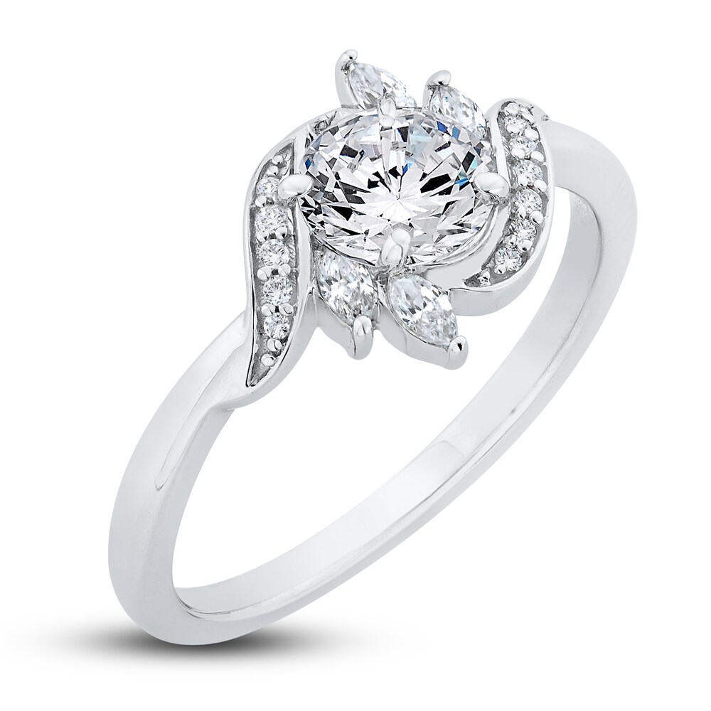 Diamond Engagement Ring 5/8 ct tw Round/Marquise 14K White Gold VlcWT4Q2