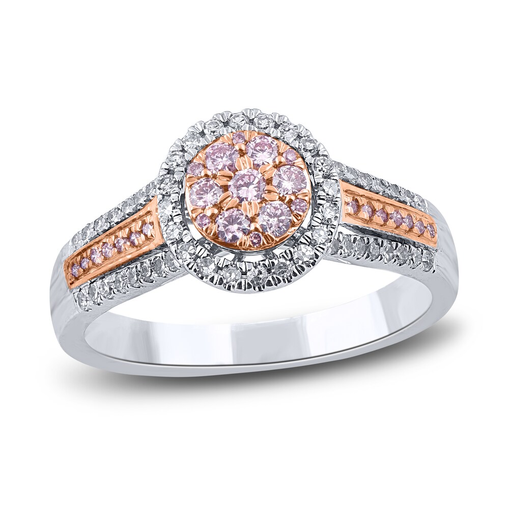 Pink & White Diamond Engagement Ring 1/2 ct tw Round 14K Two-Tone Gold W6vaMnMH [W6vaMnMH]