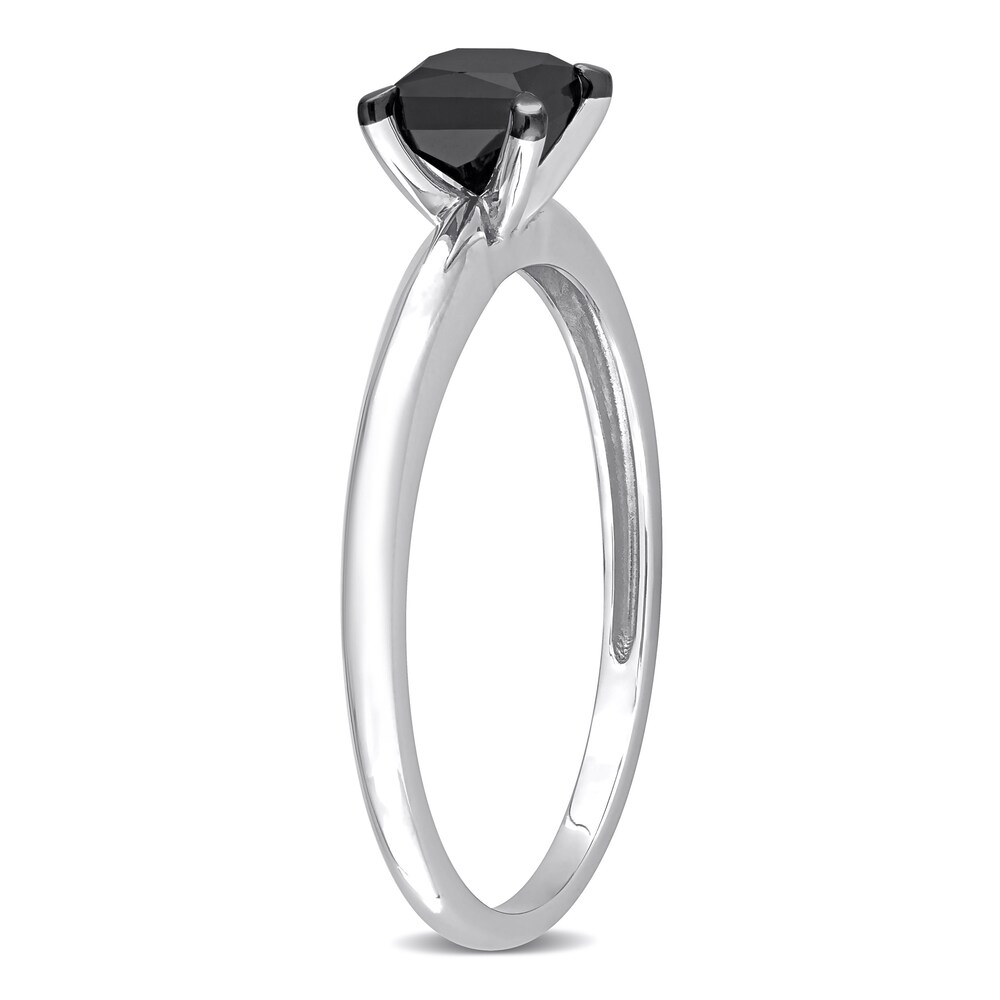 Black Diamond Solitaire Engagement Ring 3/4 ct tw Princess-cut 14K White Gold WpafDSQ1