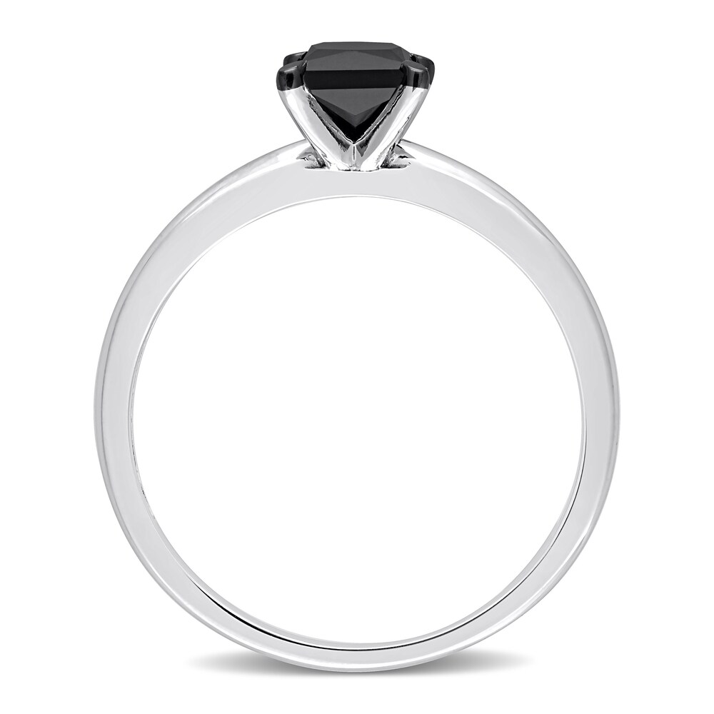 Black Diamond Solitaire Engagement Ring 3/4 ct tw Princess-cut 14K White Gold WpafDSQ1