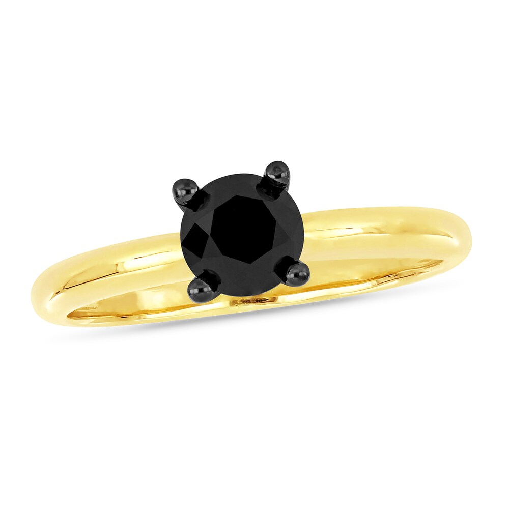 Black Diamond Solitaire Engagement Ring 1 ct tw Round-cut 14K Yellow Gold X4kcqls0 [X4kcqls0]