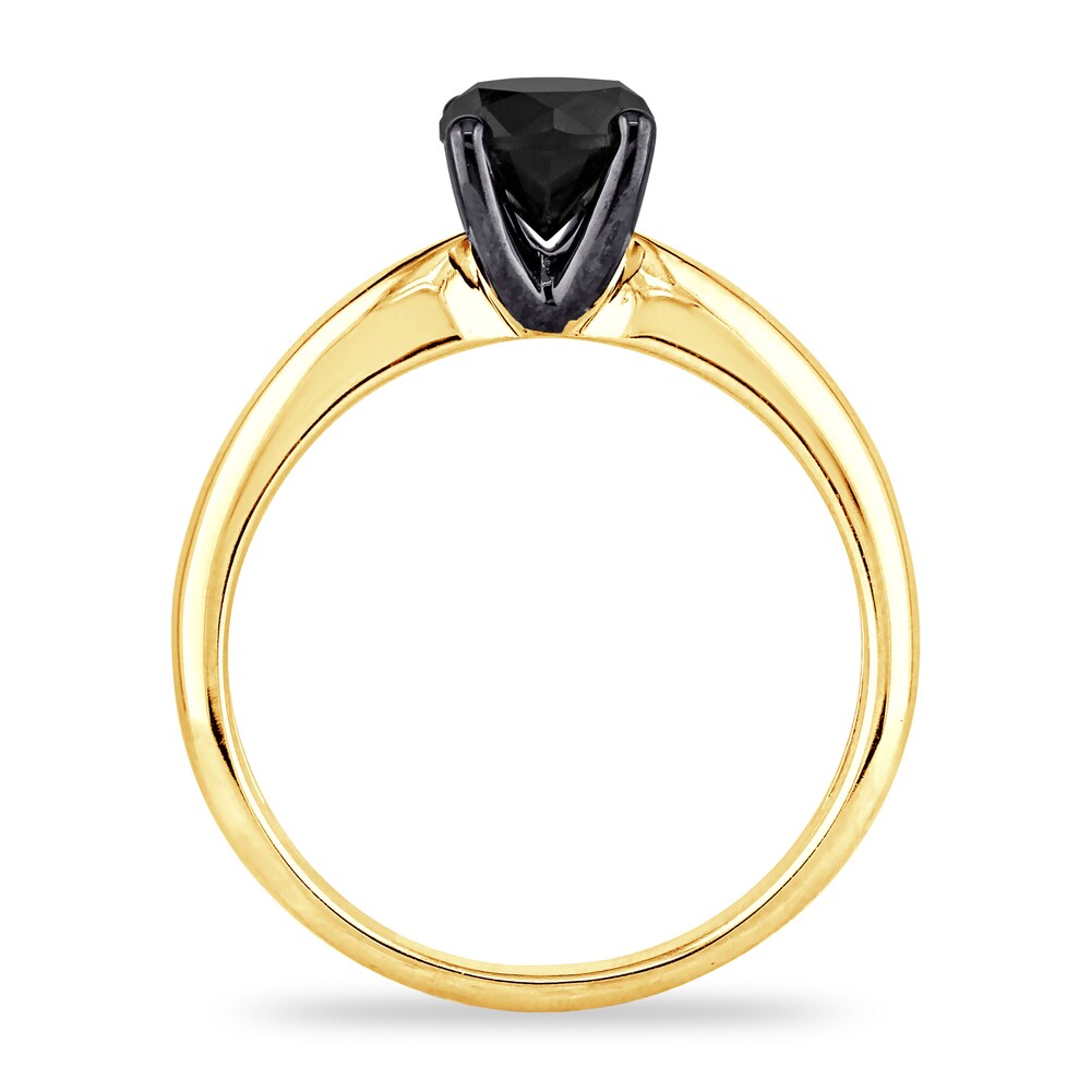 Black Diamond Solitaire Engagement Ring 1 ct tw Round-cut 14K Yellow Gold X4kcqls0