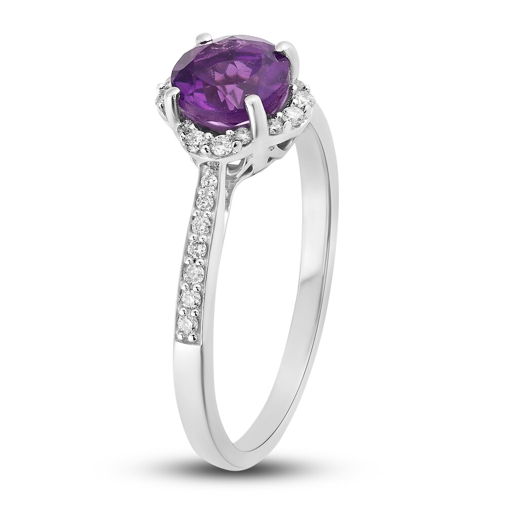 Natural Amethyst Engagement Ring 1/6 ct tw Diamonds 14K White Gold X67EIMyp