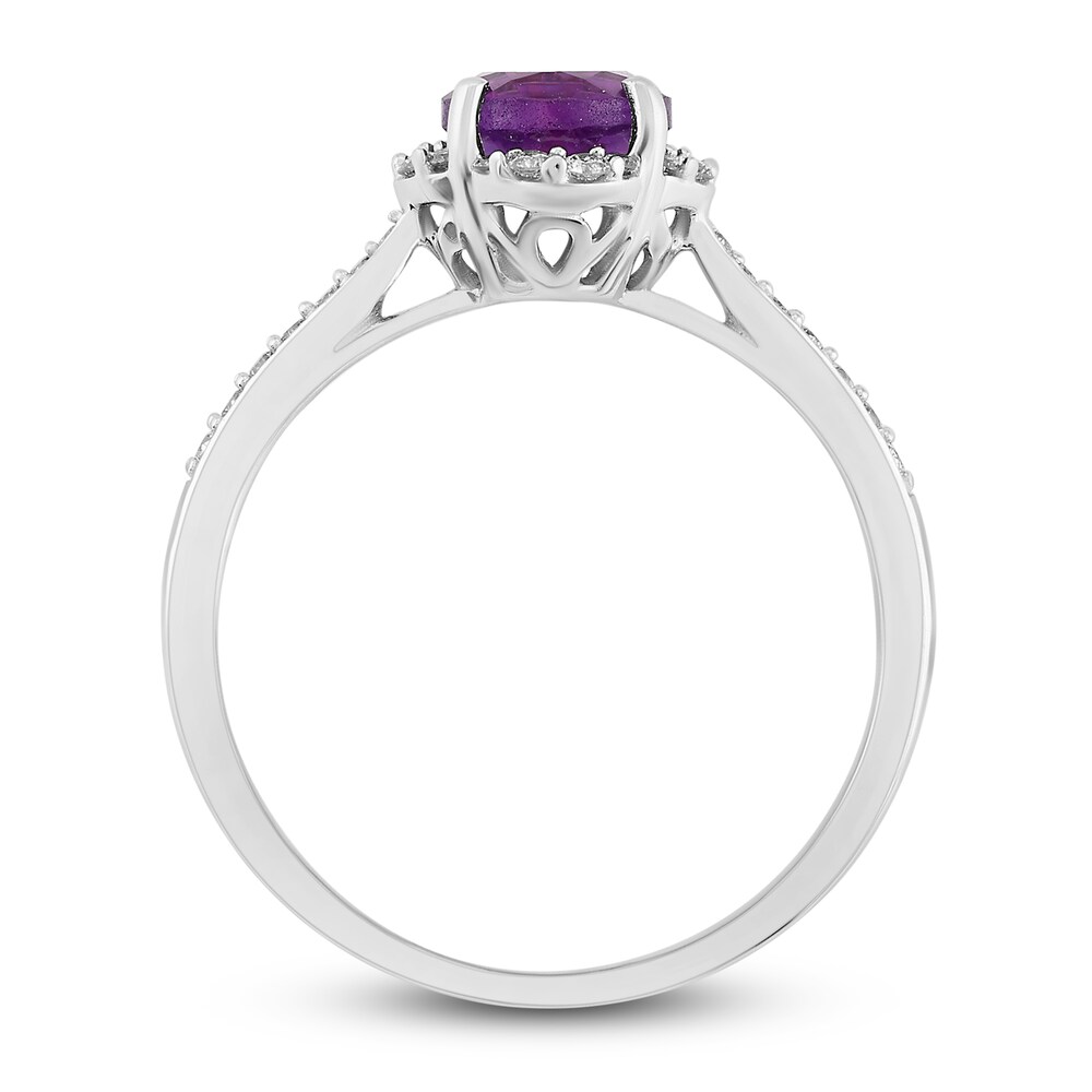 Natural Amethyst Engagement Ring 1/6 ct tw Diamonds 14K White Gold X67EIMyp