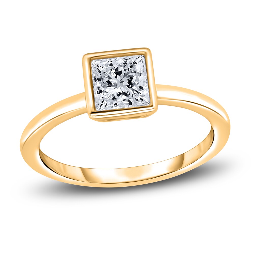 Diamond Solitaire Engagement Ring 3/4 ct tw Bezel-Set Princess 14K Yellow Gold (I2/I) XARmGHav [XARmGHav]