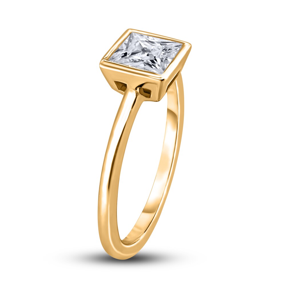 Diamond Solitaire Engagement Ring 3/4 ct tw Bezel-Set Princess 14K Yellow Gold (I2/I) XARmGHav