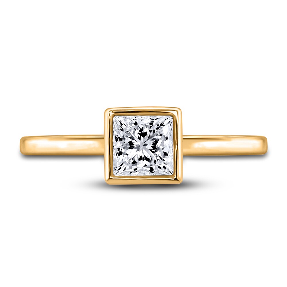 Diamond Solitaire Engagement Ring 3/4 ct tw Bezel-Set Princess 14K Yellow Gold (I2/I) XARmGHav