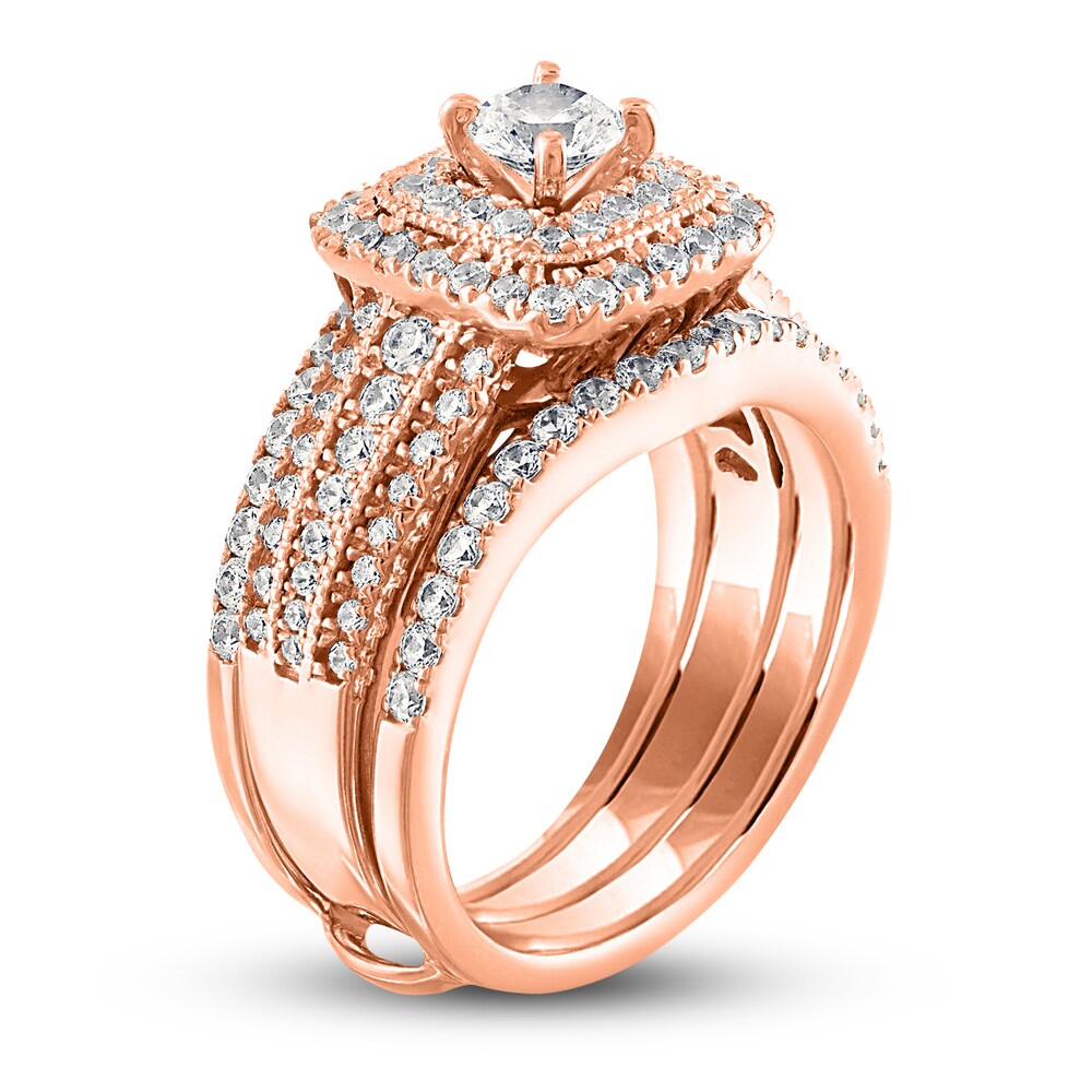 Diamond Bridal Set 1-3/4 ct tw Round 14K Rose Gold XAa4RizG