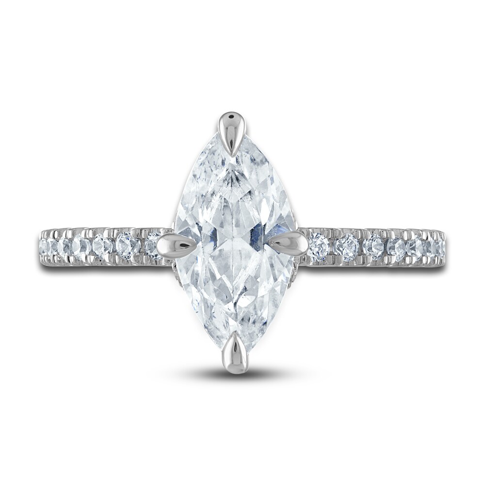 Vera Wang WISH Lab-Created Diamond Engagement Ring 1-7/8 ct tw Marquise/Round 14K White Gold XBnqIoVe