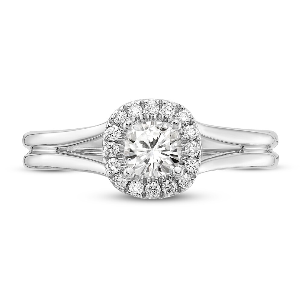 Diamond Halo Engagement Ring 1/2 ct tw Cushion/Round 14K White Gold XLgw0zcG