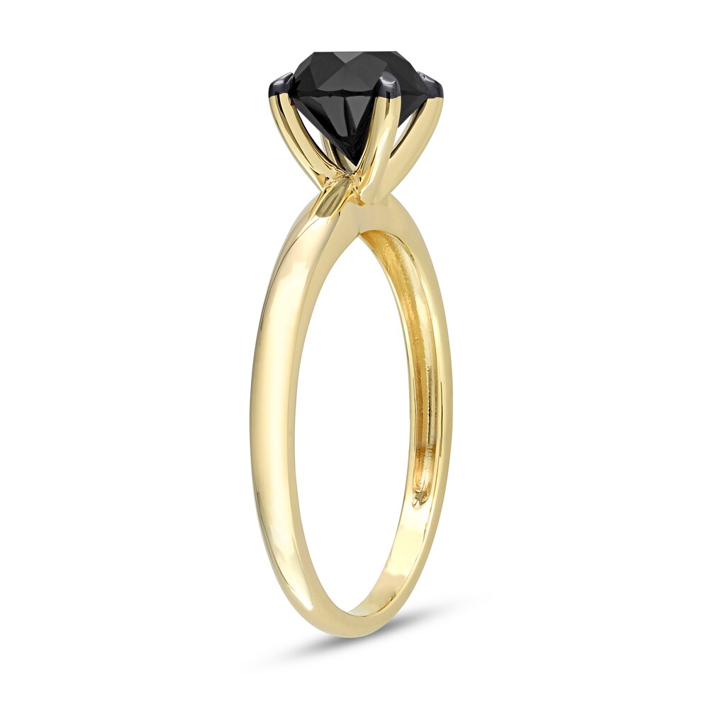 Black Diamond Solitaire Engagement Ring 1-1/2 ct tw Round-cut 14K Yellow Gold XWVvZC8E