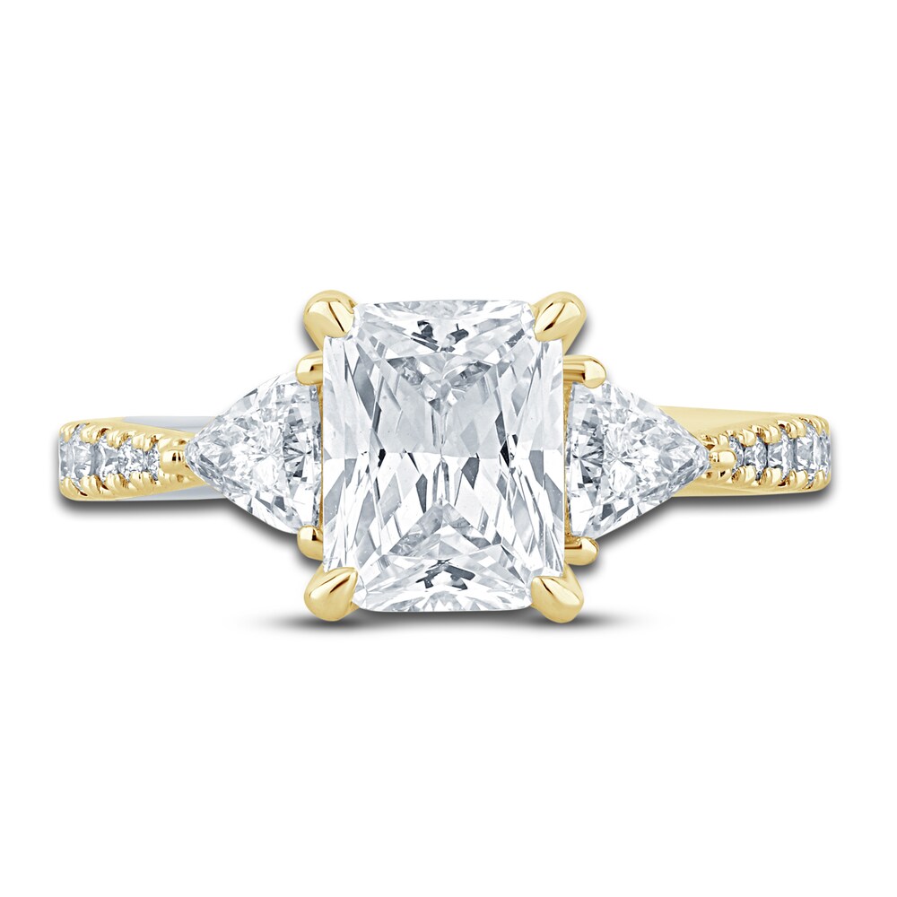 Pnina Tornai Diamond Engagement Ring 2-7/8 ct tw Radiant/Trillion/ Round 14K Yellow Gold Xmro578Z