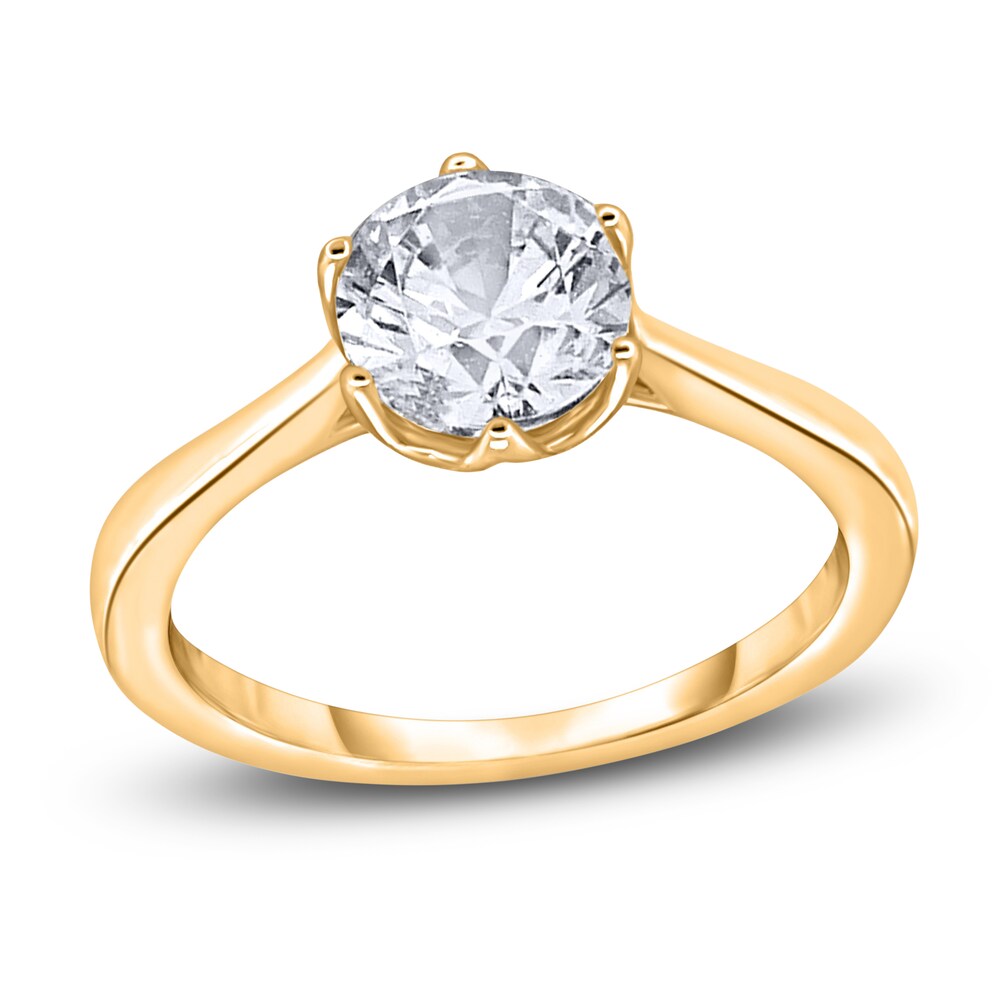 Diamond Cathedral Solitaire Engagement Ring 2 ct tw Round 14K Yellow Gold (I2/I) XuC0xA8V [XuC0xA8V]