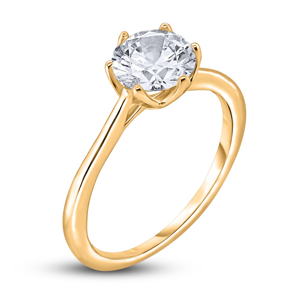 Diamond Cathedral Solitaire Engagement Ring 2 ct tw Round 14K Yellow Gold (I2/I) XuC0xA8V