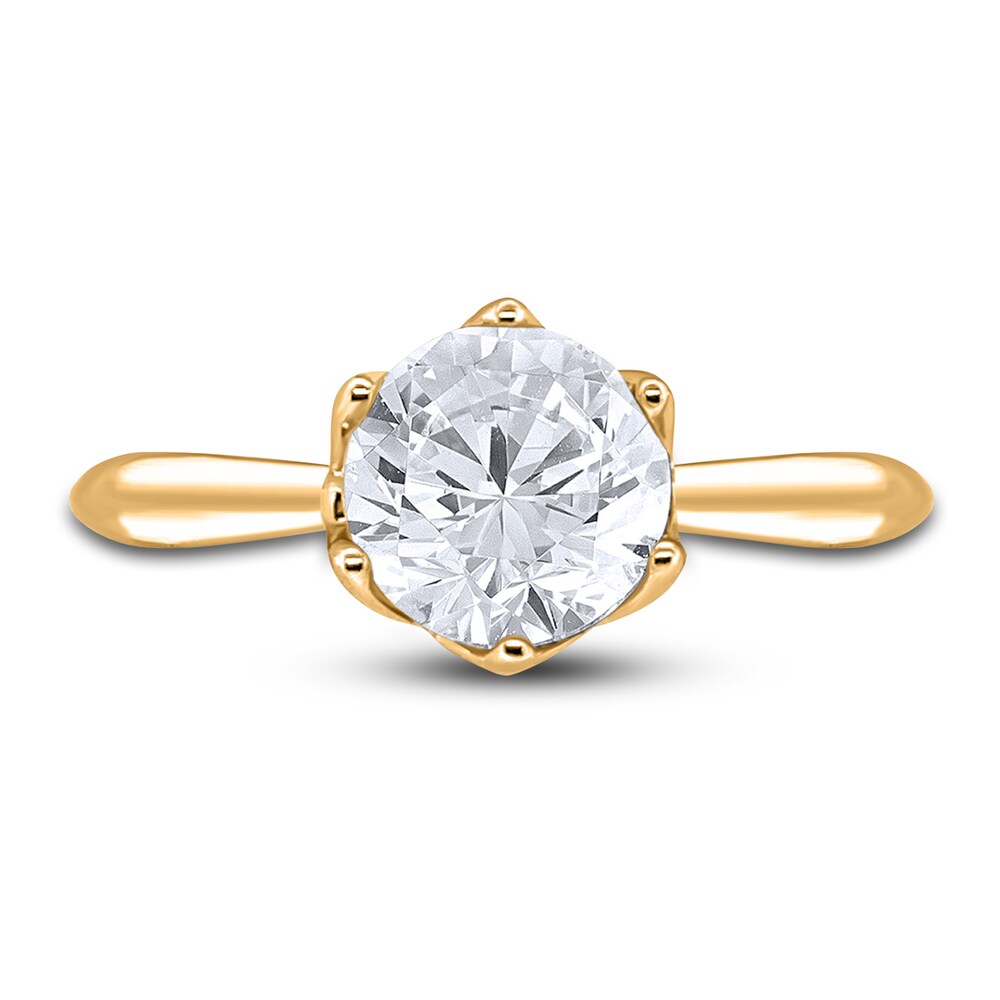 Diamond Cathedral Solitaire Engagement Ring 2 ct tw Round 14K Yellow Gold (I2/I) XuC0xA8V