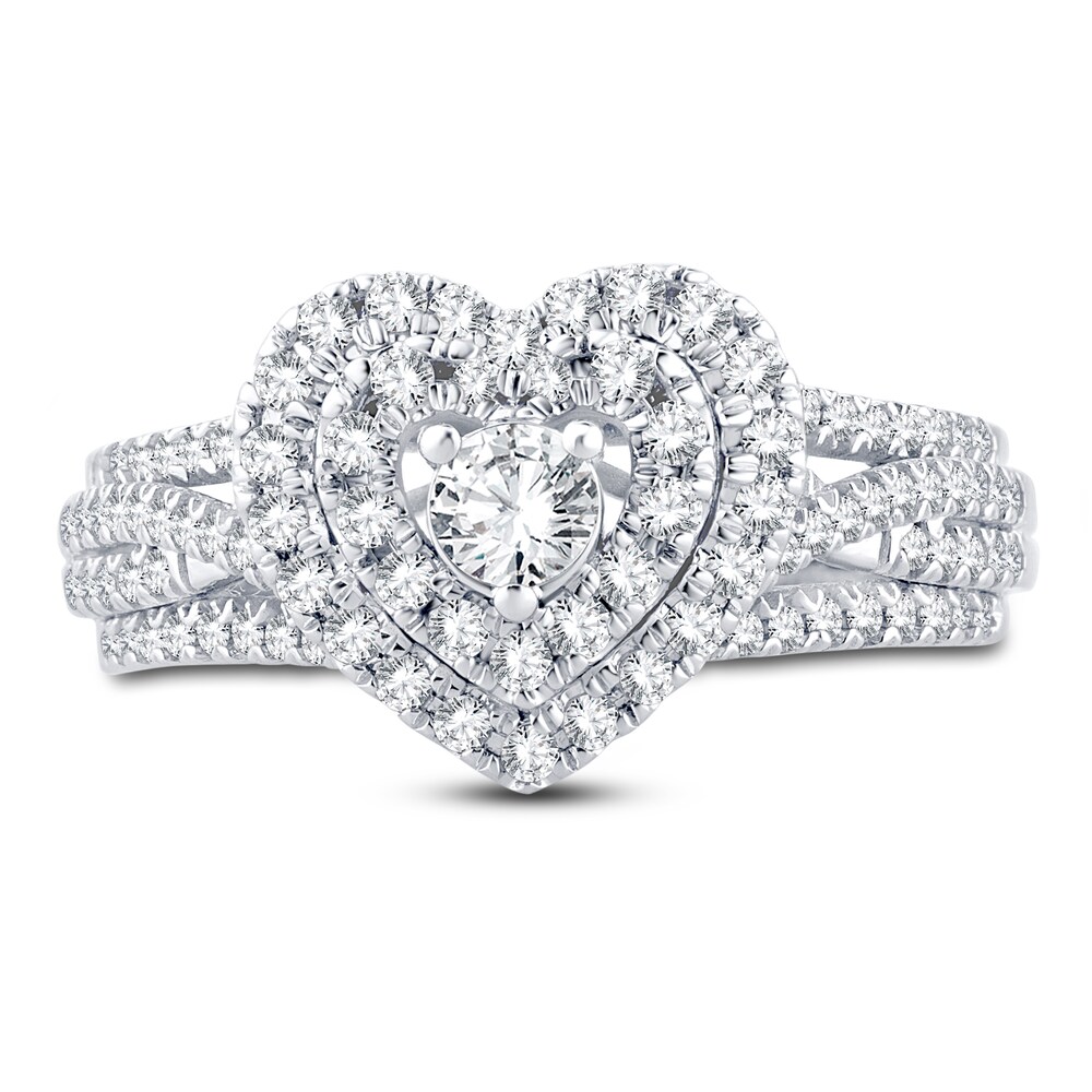 Diamond Heart Ring 3/4 ct tw Round 14K White Gold XufSMPPE