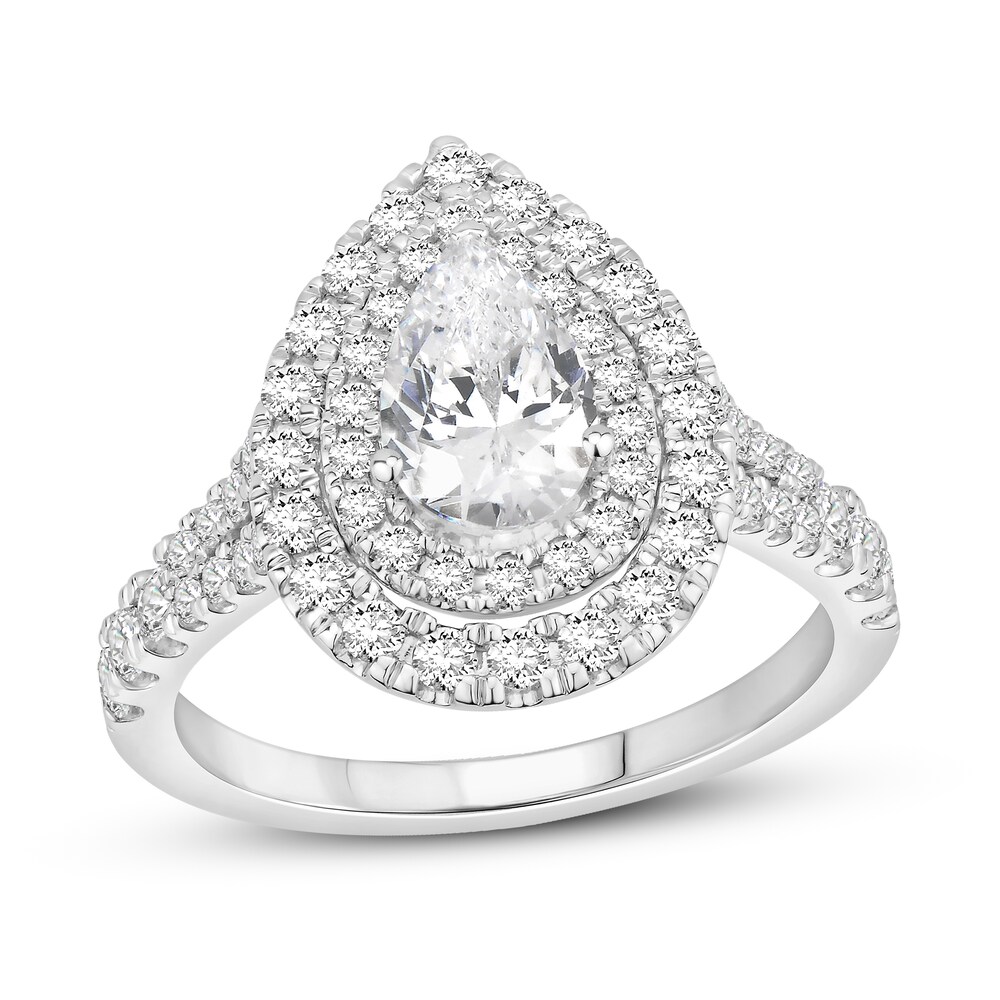 Diamond Engagement Ring 1 7/8 ct tw Pear-shaped/Round 14K White Gold XxANV6Sb [XxANV6Sb]