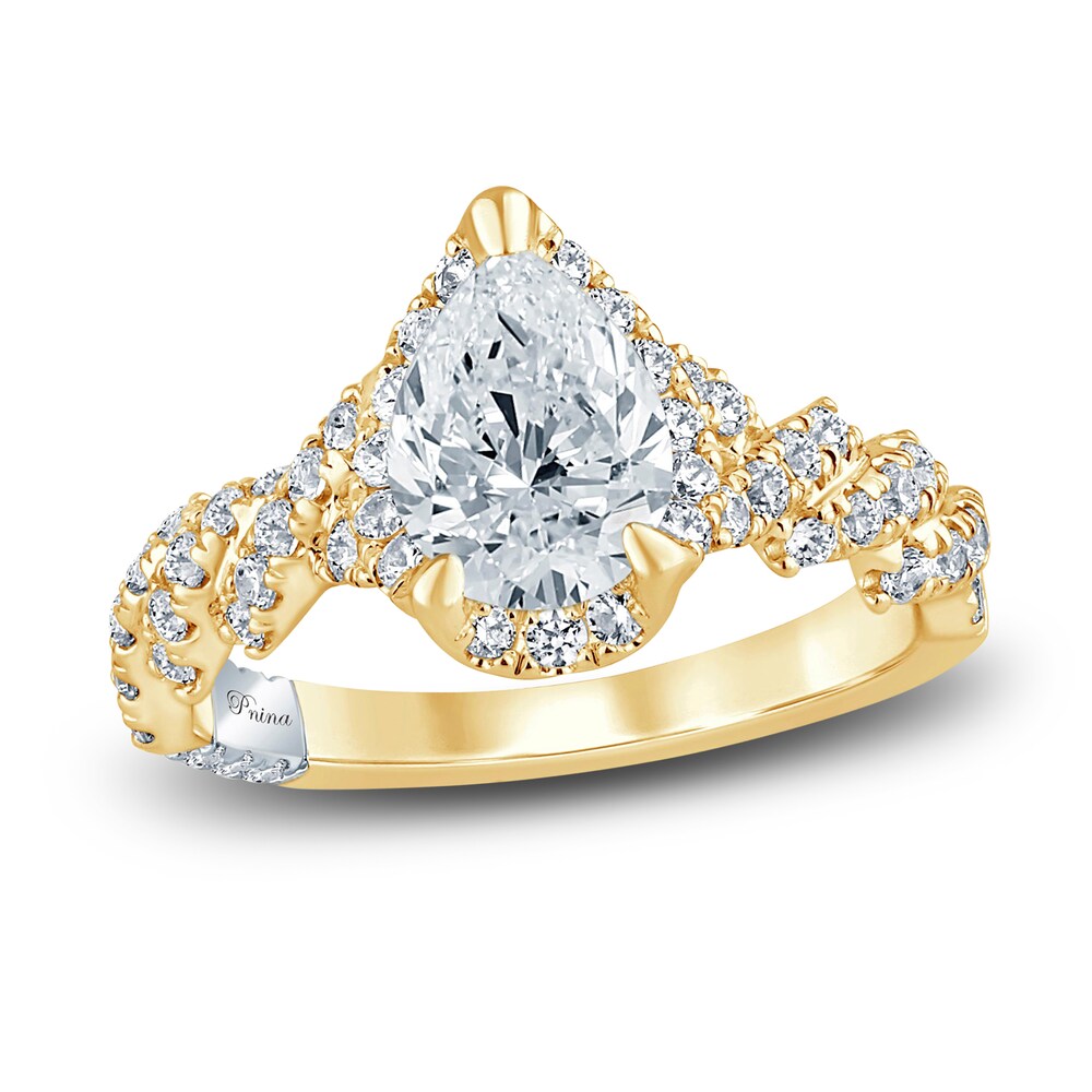 Pnina Tornai Lab-Created Diamond Engagement Ring 2-1/5 ct tw Pear/Round 14K Yellow Gold YCNi0Eml