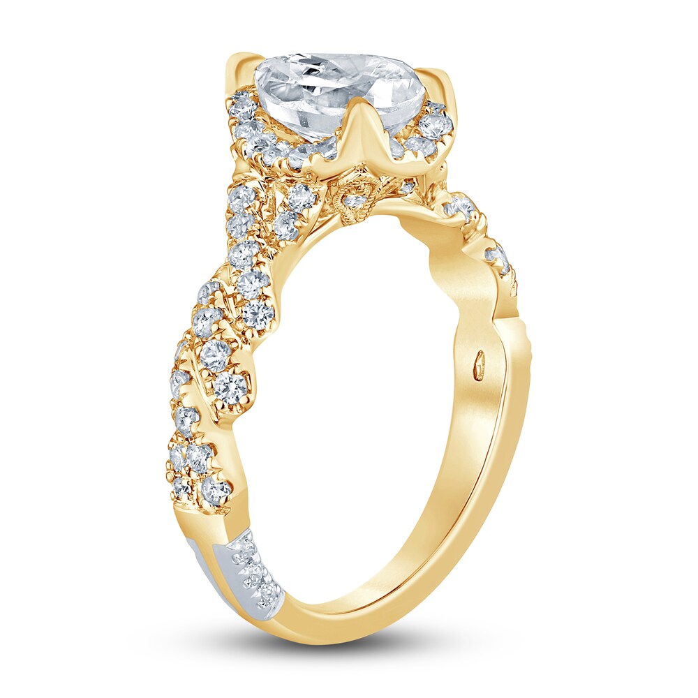 Pnina Tornai Lab-Created Diamond Engagement Ring 2-1/5 ct tw Pear/Round 14K Yellow Gold YCNi0Eml