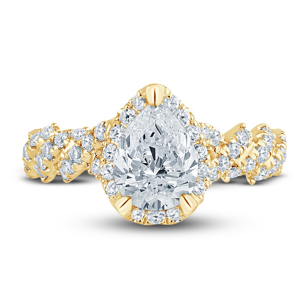 Pnina Tornai Lab-Created Diamond Engagement Ring 2-1/5 ct tw Pear/Round 14K Yellow Gold YCNi0Eml