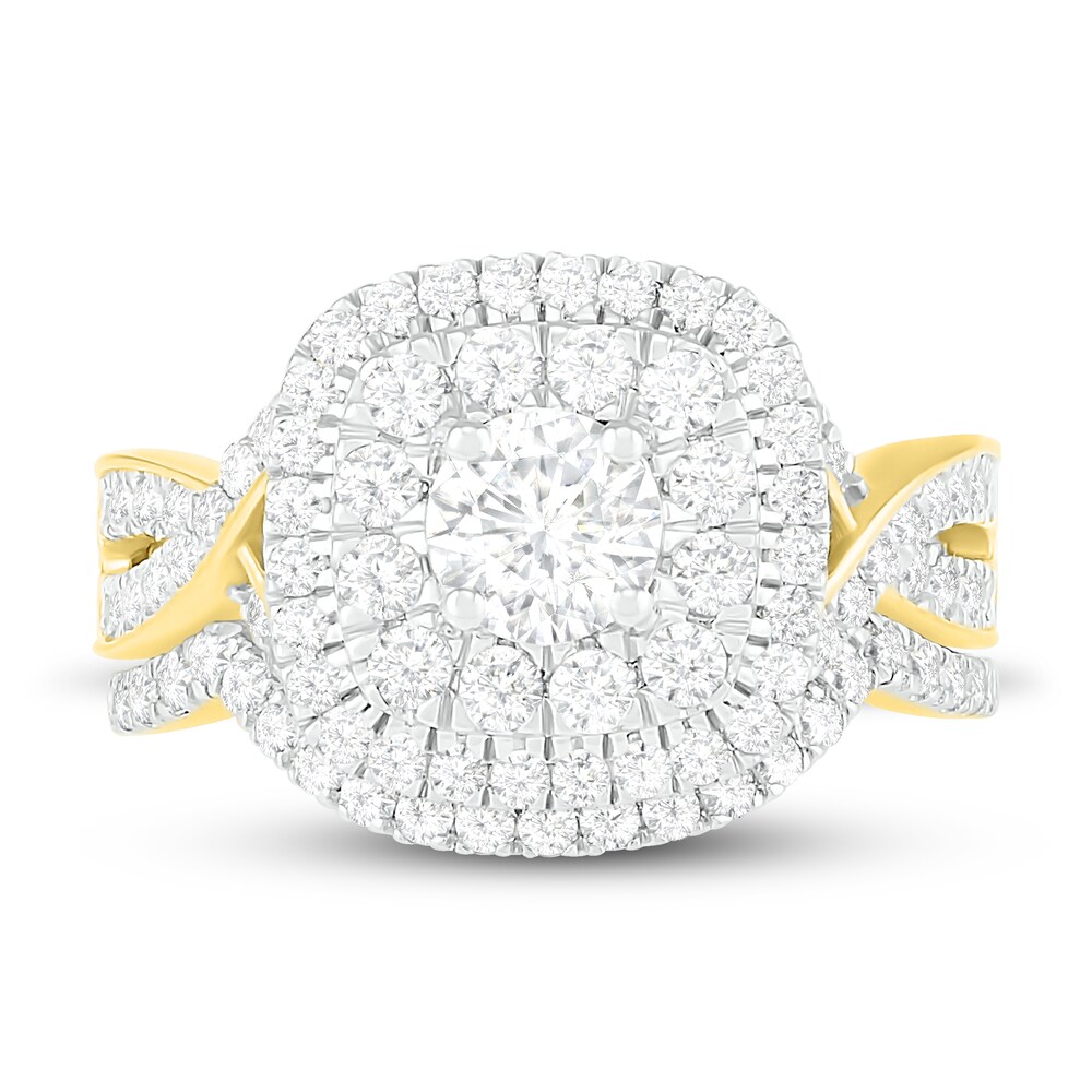 Diamond Bridal Set 1-1/2 ct tw Round 14K Yellow Gold YHQhn3WG