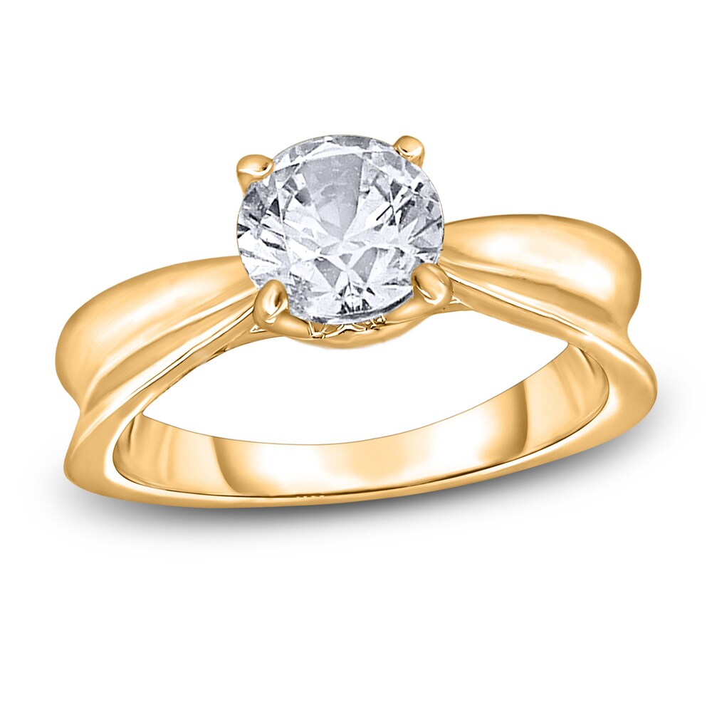 Diamond Solitaire Concave Engagement Ring 1/2 ct tw Round 14K Yellow Gold (I2/I) YIGSxwAI [YIGSxwAI]