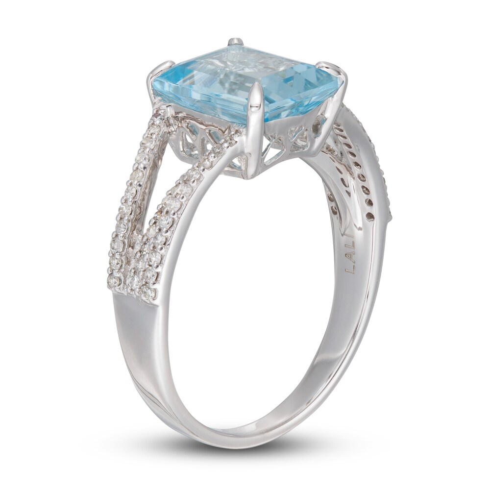 LALI Jewels Natural Aquamarine Engagement Ring 1/4 ct tw Diamonds 14K White Gold YTOqjznf