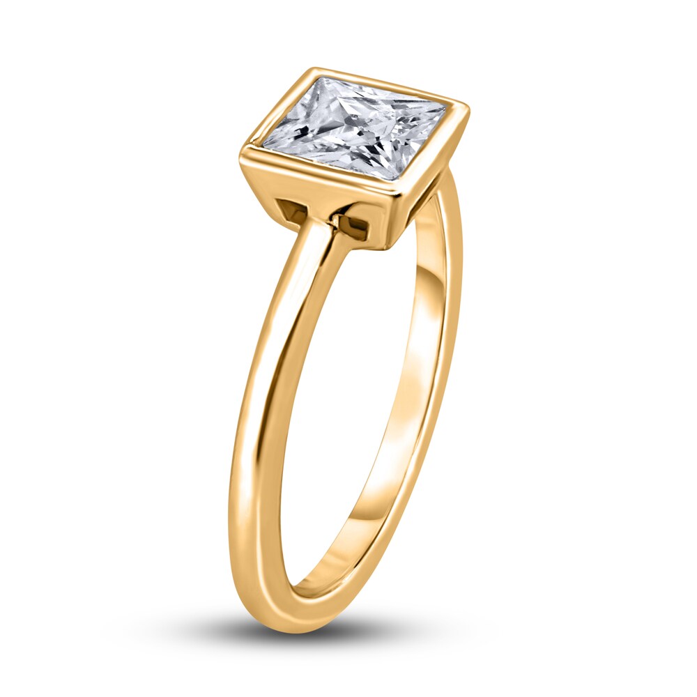 Diamond Solitaire Engagement Ring 1 ct tw Bezel-Set Princess 14K Yellow Gold (I2/I) YmNG6gVK