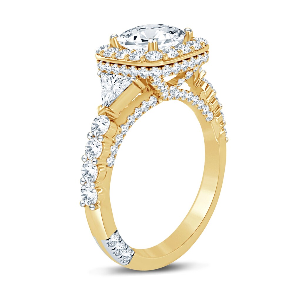 Pnina Tornai Lab-Created Diamond Engagement Ring 2-7/8 ct tw Cushion/Round 14K Yellow Gold YtpXHEls